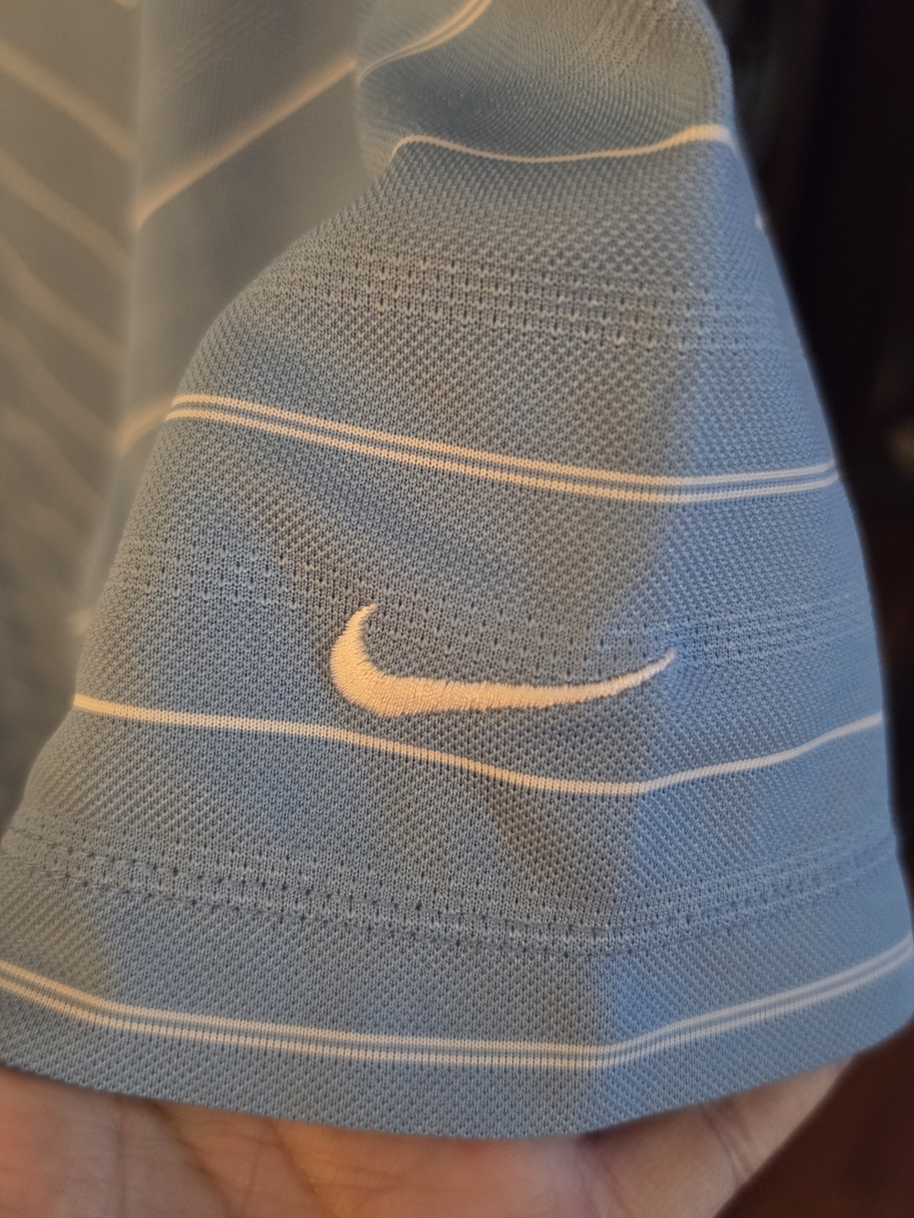 Nike Light Blue Striped Golf Polo, preowned. Size XXL - Picture 4 of 5